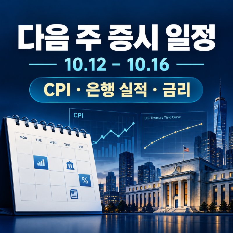 다음 주 미국 증시 일정 총정리｜10월 12~16일 CPI·은행 실적·국채금리 체크