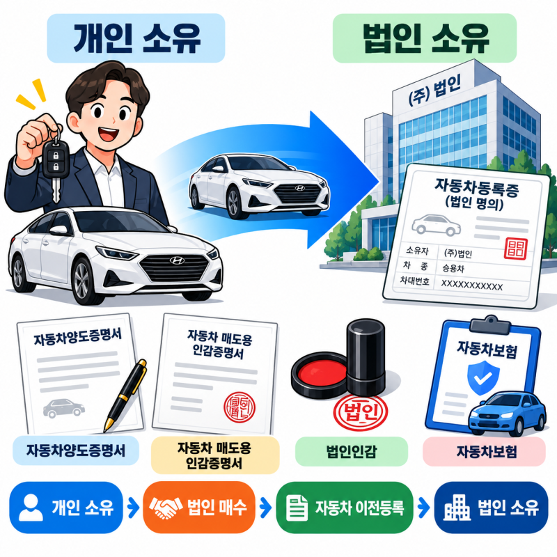 개인차를 회사 명의로 바꾸려면? 개인→법인 자동차 이전등록 서류·절차 총정리
