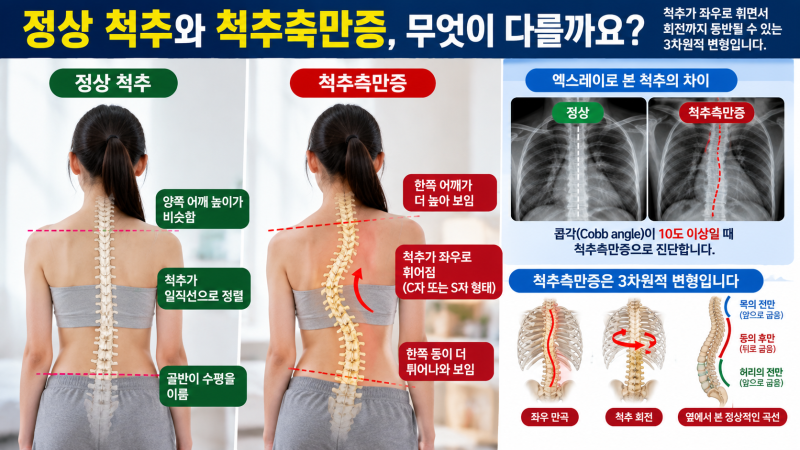 10대 척추측만증, 자세가 나빠서 생길까? 성장기 척추가 휘어지는 원인부터 교정·치료·예방....