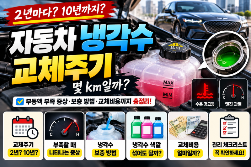 자동차 냉각수 교체주기 몇 km일까?｜부동액 부족 증상·보충 방법·교체비용 총정리