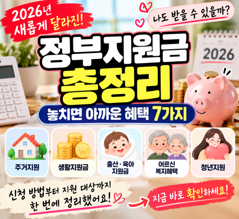 2026 정부지원금 총정리 놓치면 아까운 지원 혜택 7가지