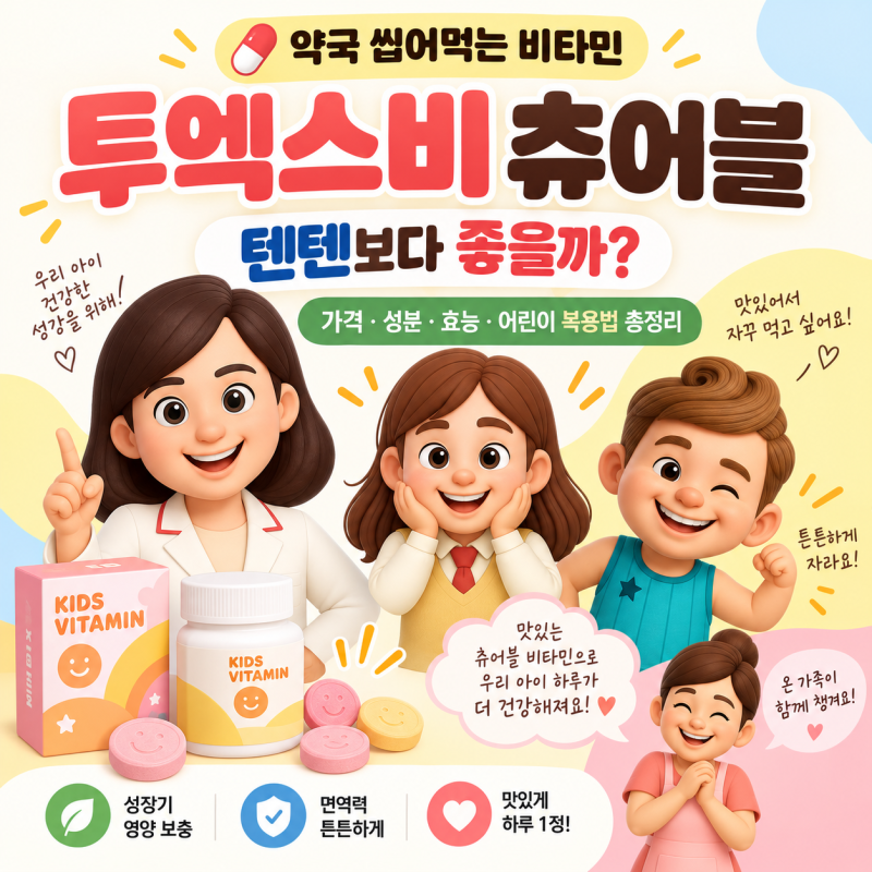 투엑스비 츄어블, 텐텐보다 좋을까? 가격·성분·효능·어린이 복용법 총정리