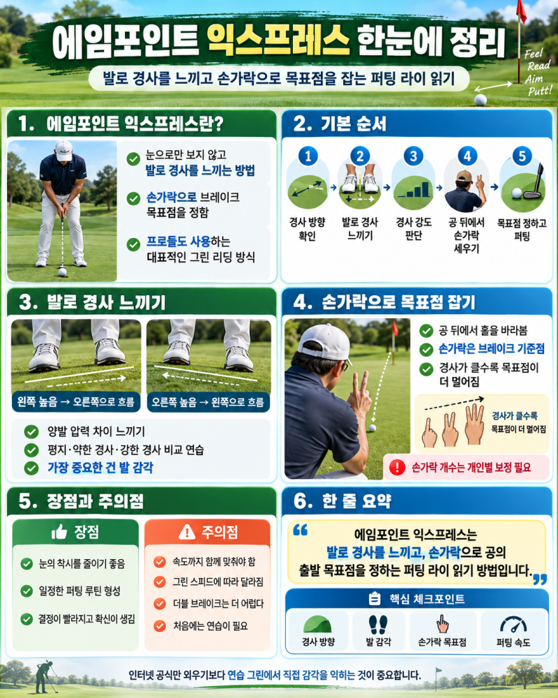 「에임포인트 익스프레스란? 발로 경사를 읽는 퍼팅 라이 보는 법 총정리」