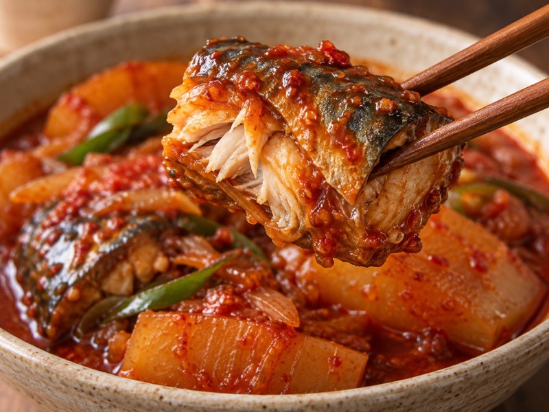 무 깔고 조려서 비린내 잡는법!
