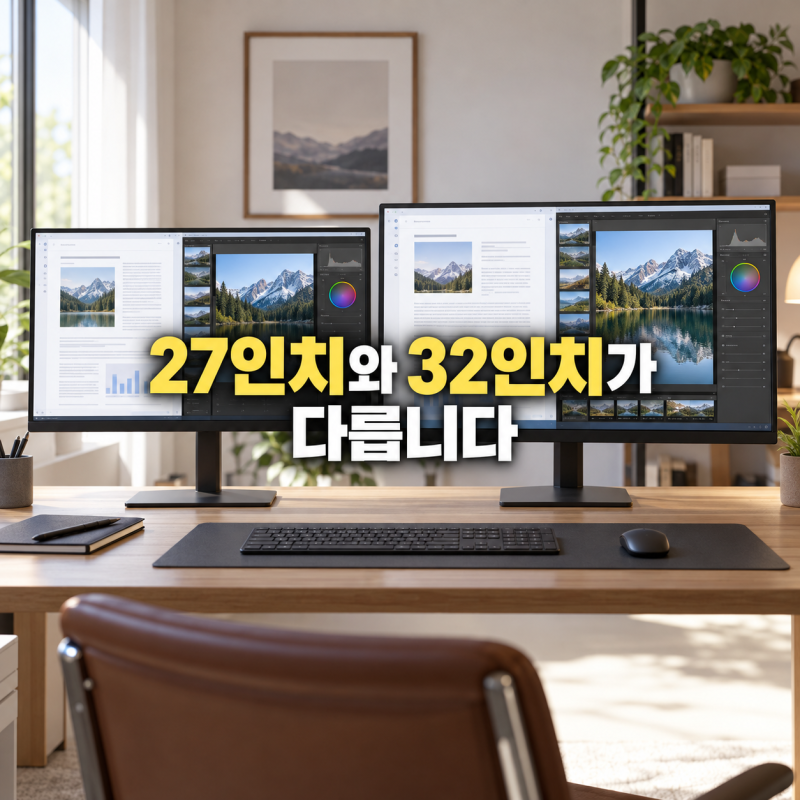 QHD 4K 차이, 27인치·32인치 모니터에서 체감이 다른 이유