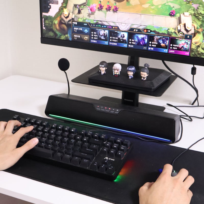 브리츠 BZ-T600BT PC 사운드바 후기! 외장마이크 지원 게이밍 스피커추천, 롤체1등!
