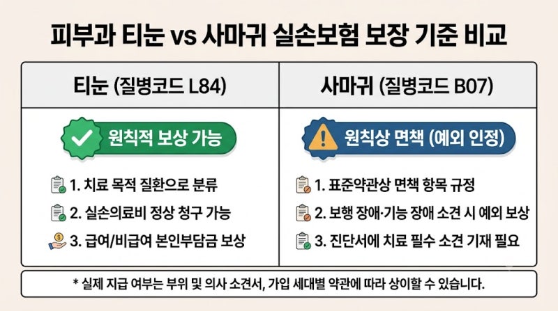 [피부과 사마귀·티눈 제거 실비 청구] 보행 장애 소견서와 수술비 특약 팩트체크