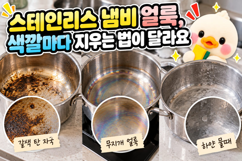스테인리스 냄비 얼룩, 색깔마다 지우는 법이 달라요