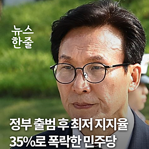 정부 출범 후 최저 지지율35%로 폭락한 민주당김민석 리더십 비상