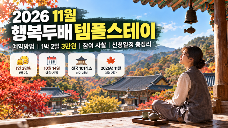 2026 11월 행복두배 템플스테이 예약방법｜1박 2일 3만원·참여 사찰·신청일정 총정리