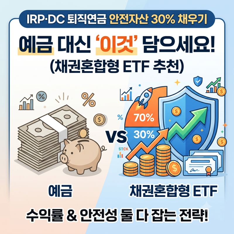 IRP·DC 퇴직연금 안전자산 30% 채우기, 예금 대신 '이것' 담으세요! (채권혼합형 ETF 추천)
