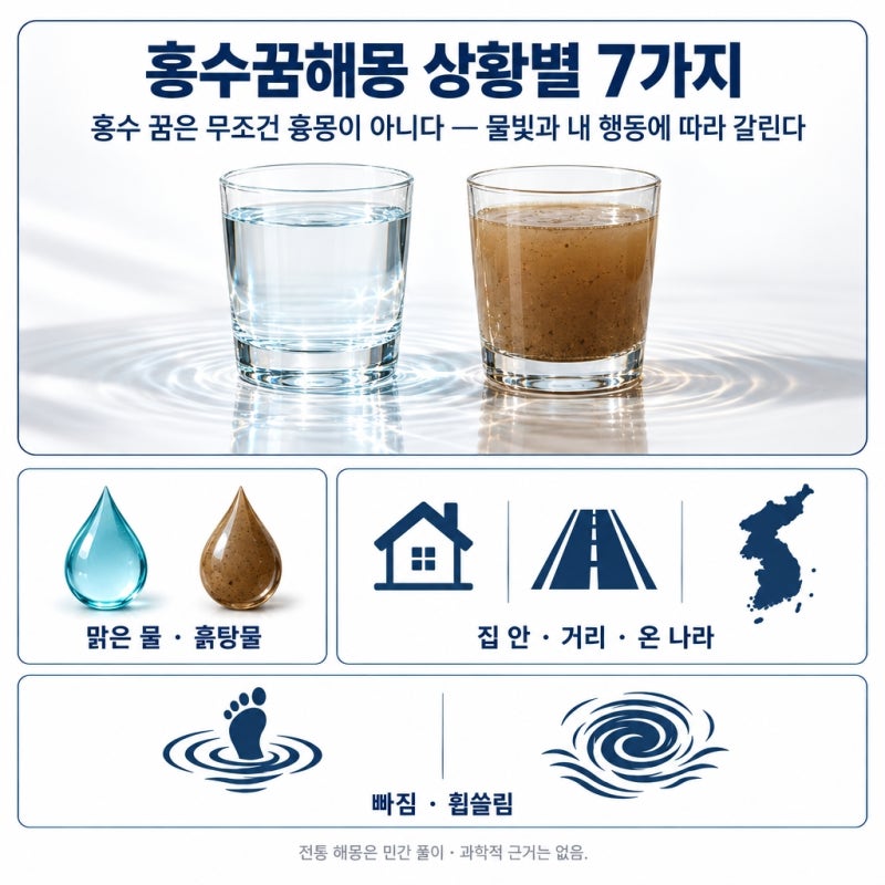 홍수꿈해몽 상황별 7가지, 물 색깔과 행동으로 구분