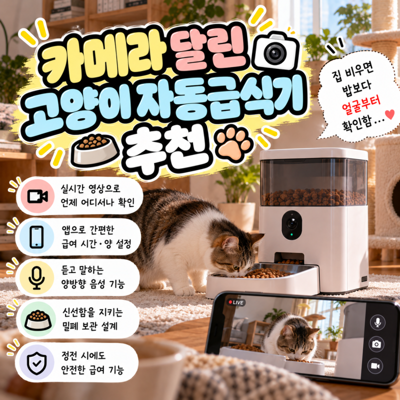 카메라 달린 고양이 자동급식기 추천, 집 비우면 밥보다 얼굴부터 확인함