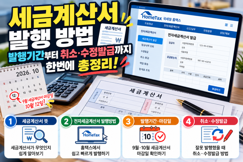 세금계산서 발행 방법, 전자세금계산서 발행기간부터 취소·수정발급까지 총정리