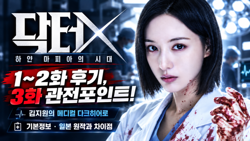닥터X 하얀 마피아의 시대 1~2화 후기, 3화 관전포인트!(김지원의 메디컬 다크히어로, 기본정....