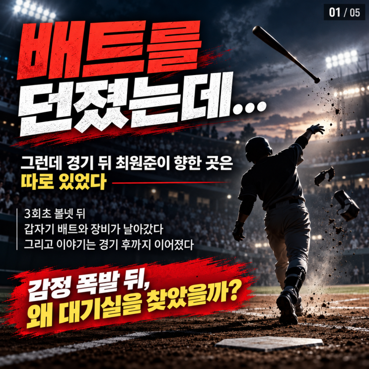 "볼넷에 <b>배트 내동댕이</b>?" <b>KT</b> 타자의 경기 후 대기실 간 이유
