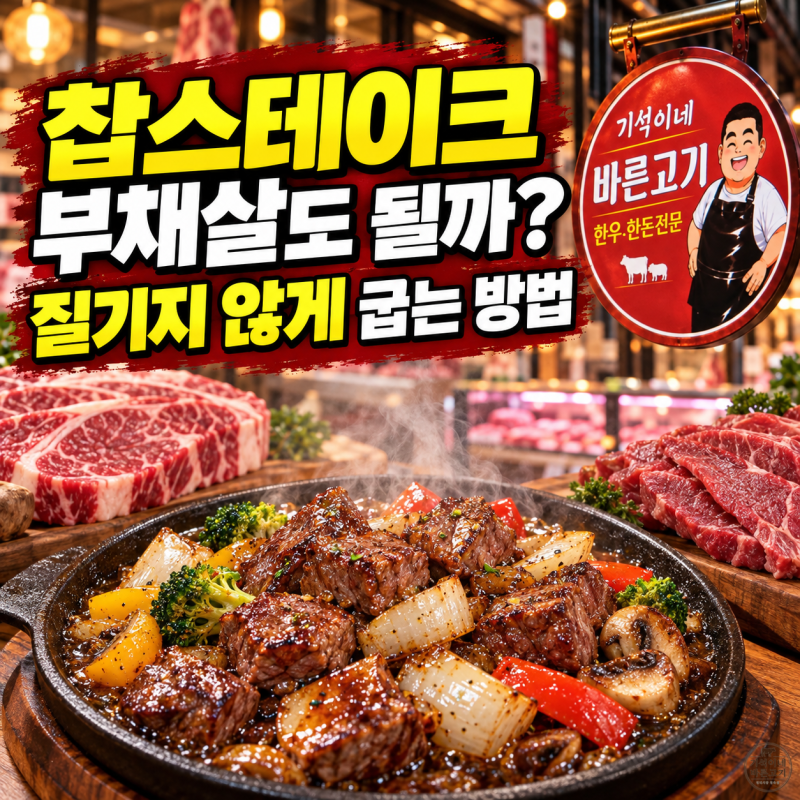 찹스테이크 소고기 부위, 등심 부채살 차이와 질기지 않게 굽는 레시피