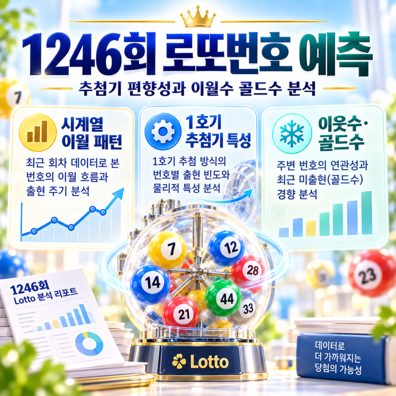 1246회 로또번호 예측 : 추첨기 편향성, 이월수 콜드수 분석으로 뽑은 예상 번호 3개 조합