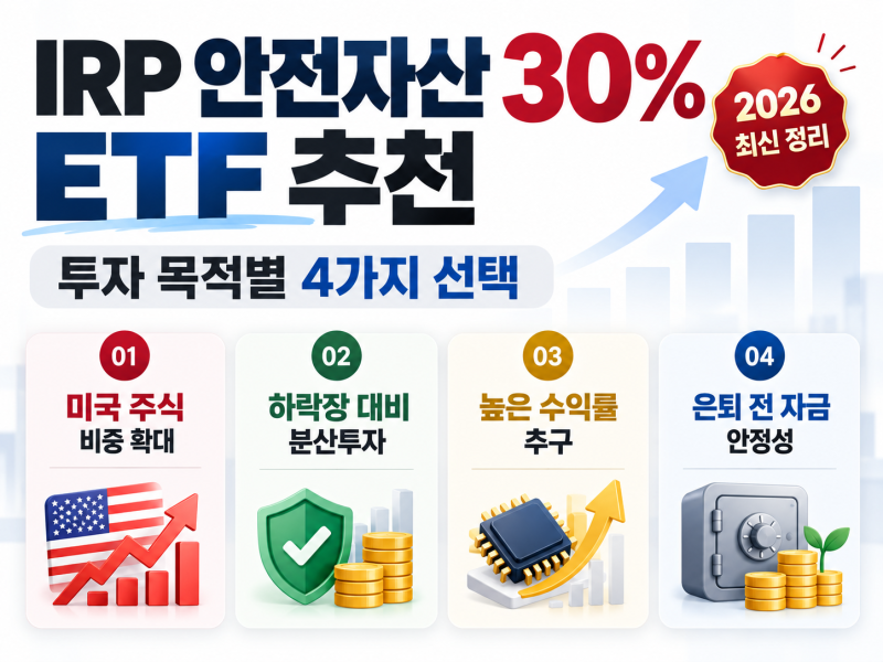 2026 IRP 안전자산 30% ETF 추천｜S&P500·나스닥·배당주·반도체, 투자 목적별 비교