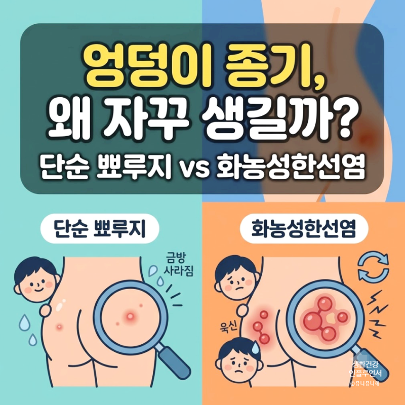 엉덩이 종기 자꾸 재발한다? 단순 뾰루지 vs 화농성한선염 구별법 5가지