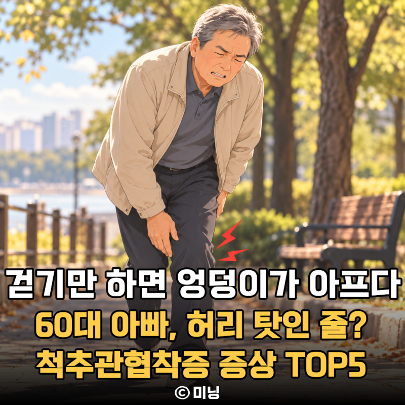 “걷기만 하면 엉덩이가 아픈데 허리 탓인 줄?” 60대 우리아빠 척추관협착증 증상 TOP5