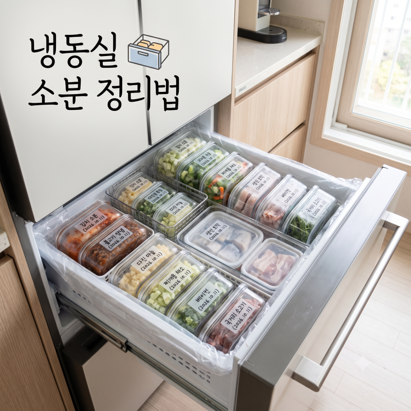 냉장고 냉동실 소분 밀폐용기 정리법: 라벨링 테이프로 유통기한 한눈에 관리하기