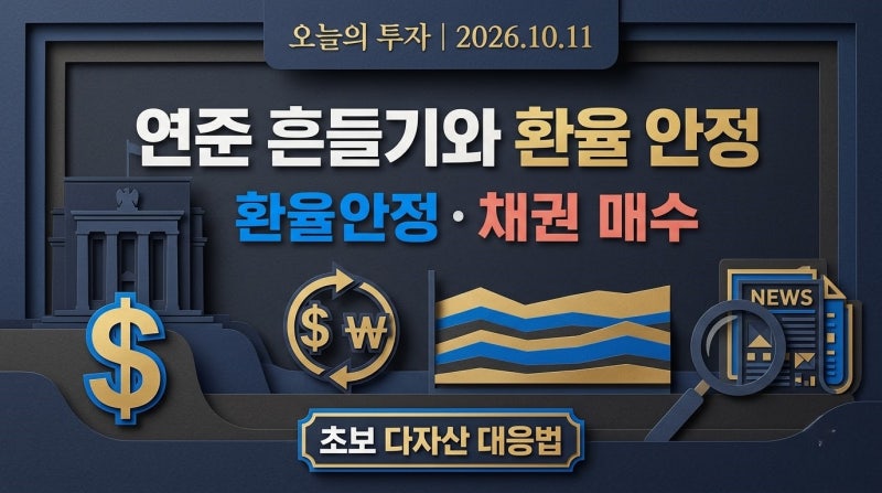 [2026-10-11 오늘의 투자]원달러 환율 안정 속 연준 흔들기, 초보자 다자산 투자 전략 총정리