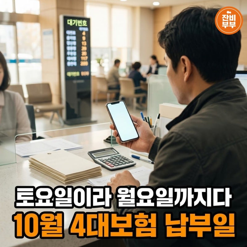 10월 4대보험 납부일 납부기한 연체금 계산 건강보험료 국민연금 납부방법