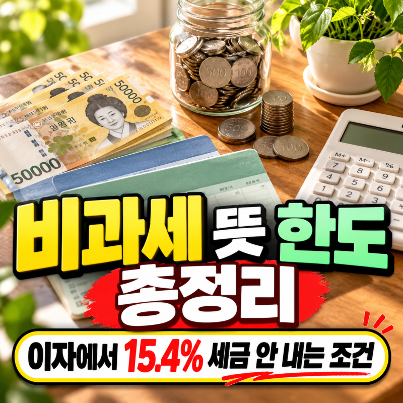 비과세 뜻 한도 총정리, 이자에서 15.4% 세금 안 내는 조건