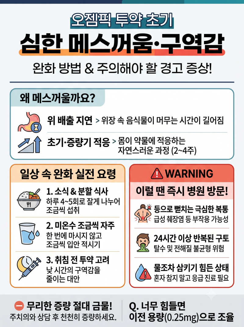 오젬픽 메스꺼움 원인과 투약 초기 구역감 줄이는 실전 대처법