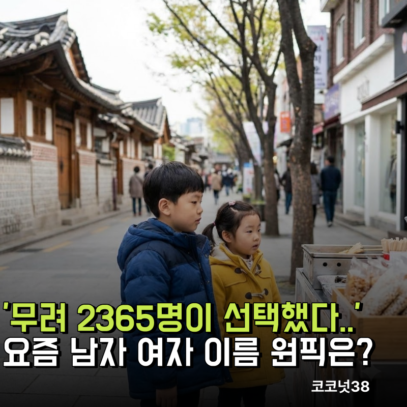 '무려 2365명이 선택했다..' 요즘 남자 여자 이름 원픽은?