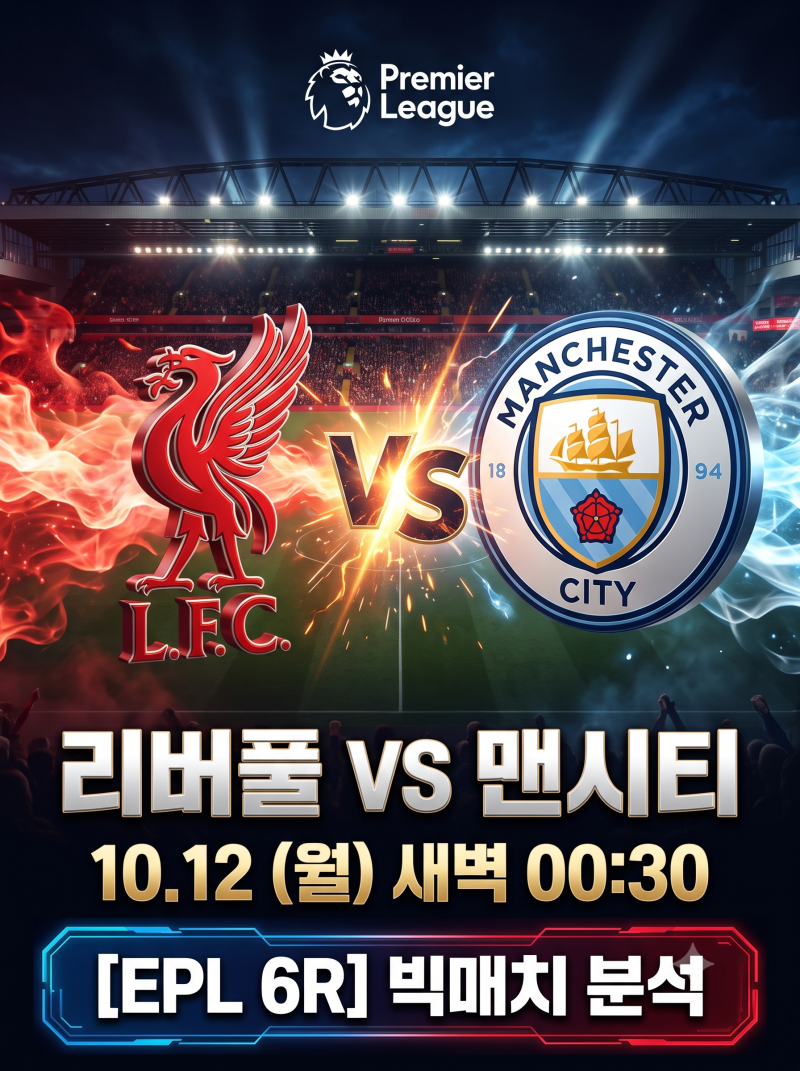 [EPL 분석] 리버풀 vs 맨시티 상대전적 및 10월 12일 2026-27시즌 6R 안필드 승부 예측