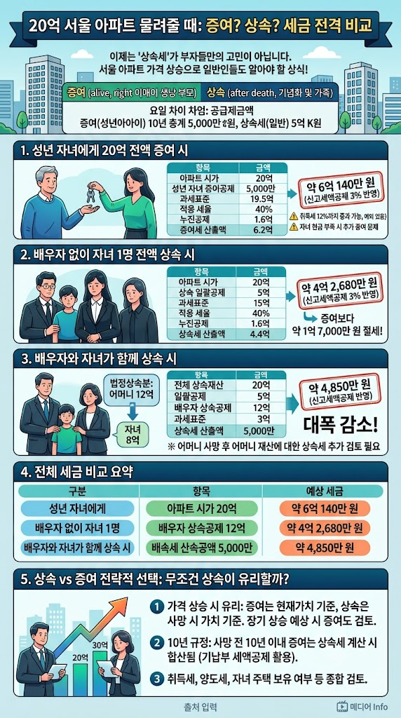 “20억 아파트 물려주면 세금 6억?”…상속과 증여, 계산해 봤더니