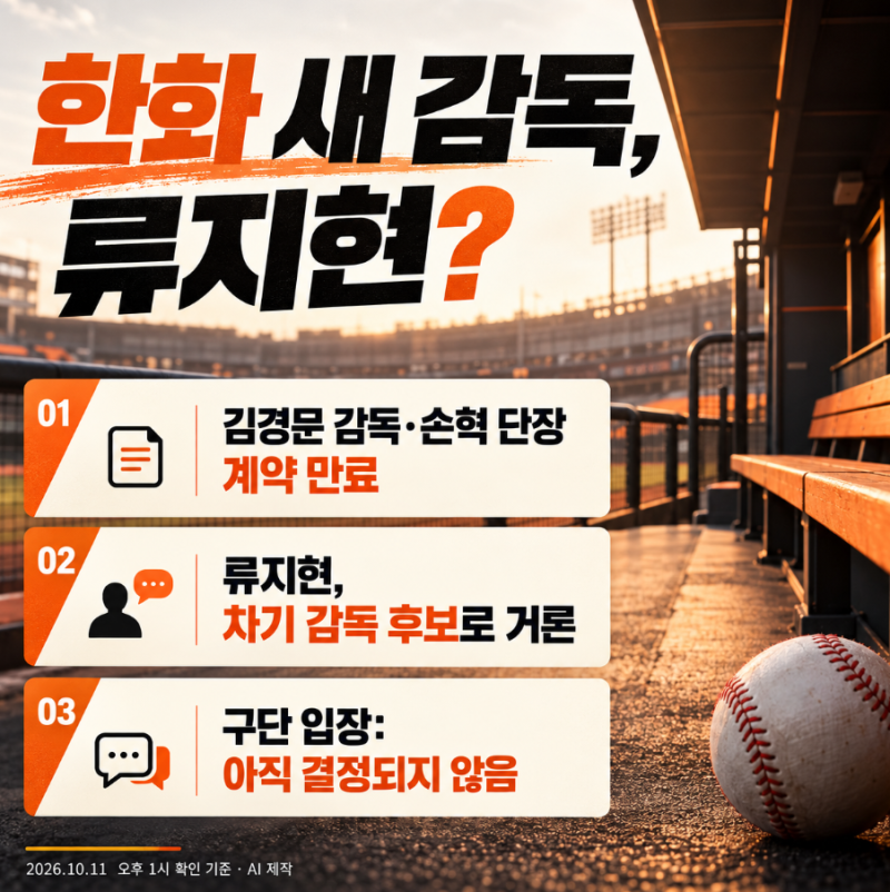 ⚾ 한화 새 감독 류지현 유력설?김경문·손혁 동반 결별, 지금까지 나온 소식