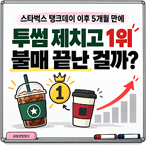 스타벅스 매출 회복? 탱크데이 논란 이후 결제액 1위 복귀