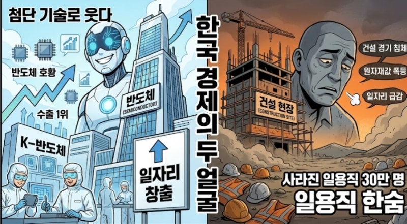 반도체는 웃는데 건설현장은 한숨…일용직 30만 명 사라진 일자리, 한국 경제의 두 얼굴