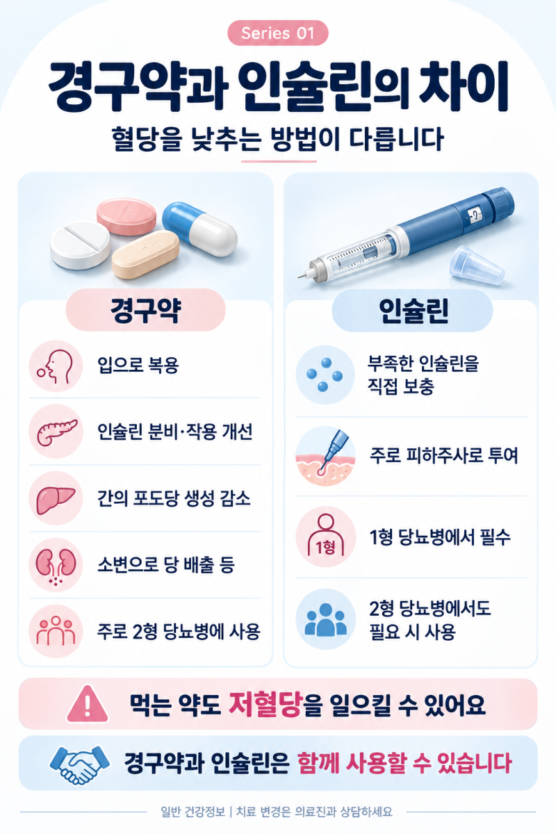 당뇨약 종류 총정리｜먹는 약과 인슐린 차이, 주사 치료까지 한눈에