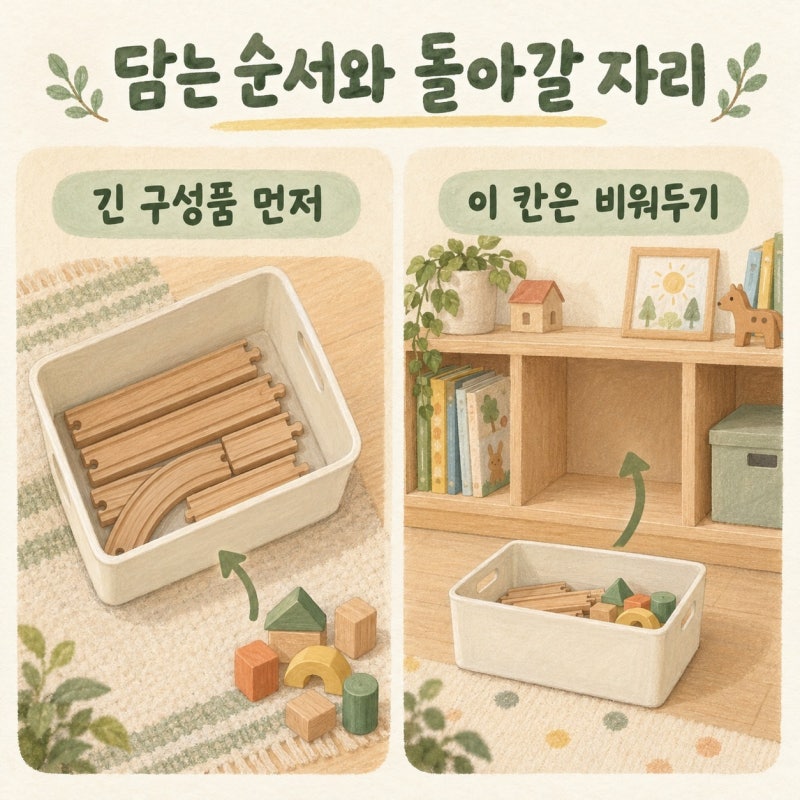 장난감정리함이 장난감 수납장 앞에 남는다면