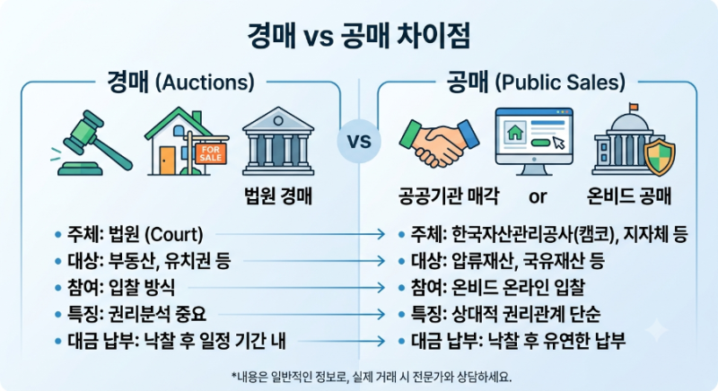 경매와 공매 차이점 :초보자 필수 숙지 부동산 기초