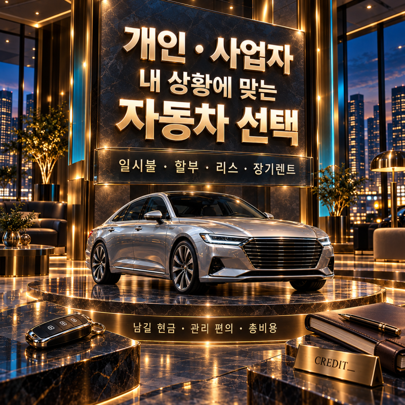 자동차 일시불 · 할부 · 리스 · 장기렌트, 개인과 사업자는 이렇게 고르세요