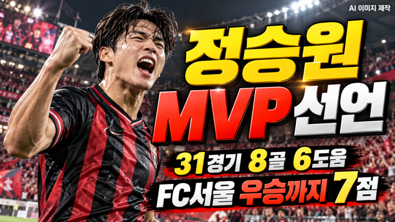 정승원 “MVP 제가 받겠습니다”…31경기 8골 6도움, FC서울 우승까지 7점