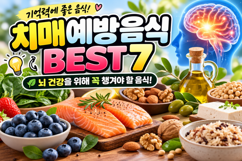 치매예방음식 BEST 7｜기억력과 뇌 건강을 위해 매일 챙기면 좋은 음식 총정리!