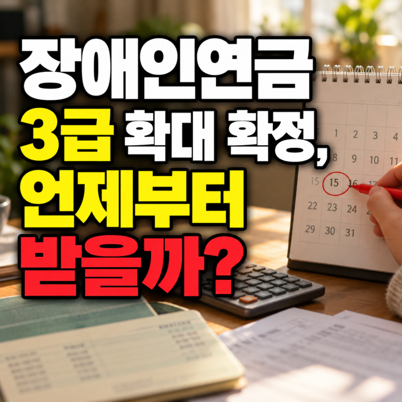 장애인연금 3급 확대 확정, 언제부터 받을까?