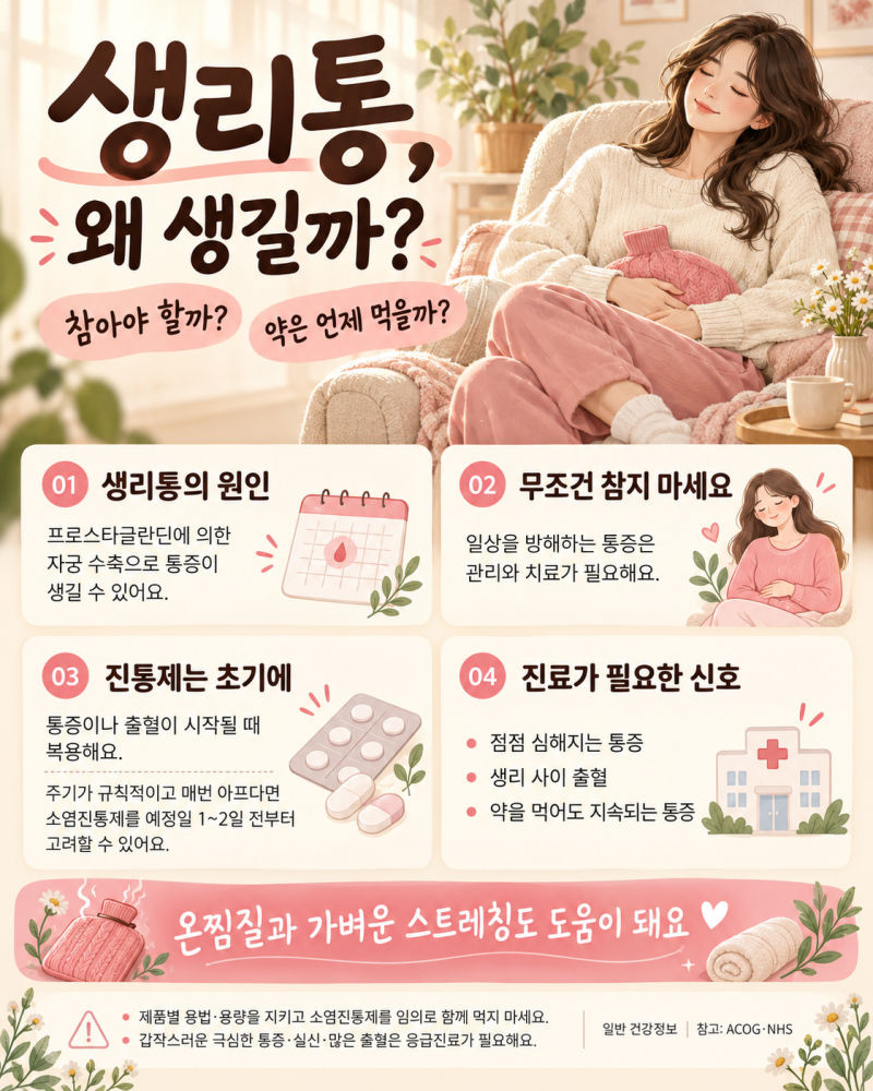 생리통은 왜 생길까? 참아야 할까? 진통제 먹는 시기까지