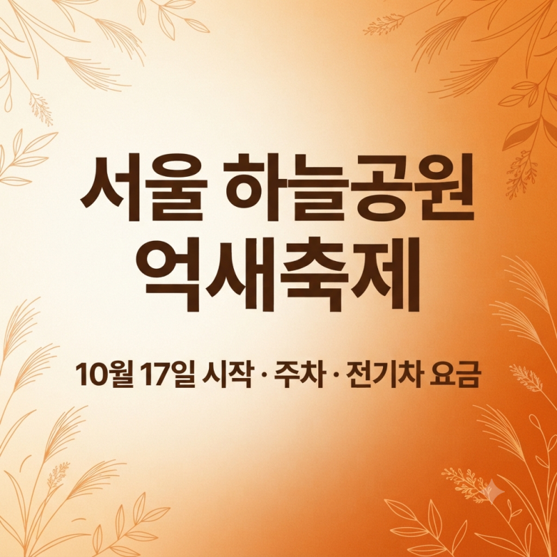 서울 하늘공원 억새축제 2026, 10월 17일 시작! 주차·전기차 요금·야간 관람 팁