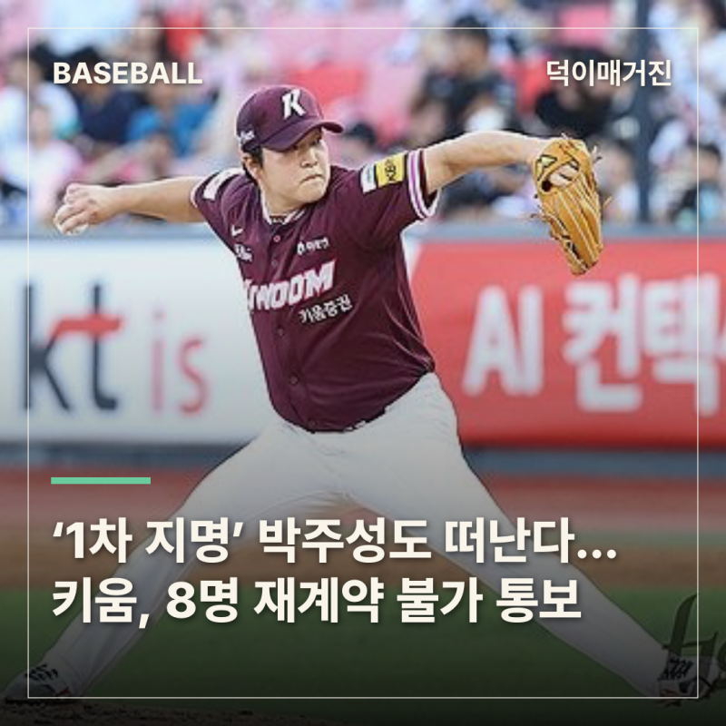 ‘1차 지명’ 박주성도 떠난다…키움, 선수 8명 재계약 불가 통보