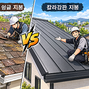 아스팔트 슁글지붕 vs 칼라강판 지붕 전격 비교