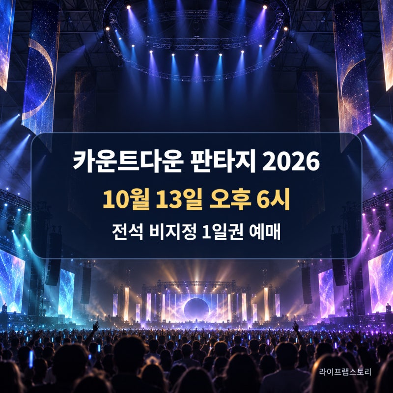 카운트다운 판타지 2026 예매, 좌석부터 찾으면 안 돼요｜전석 비지정 1일권