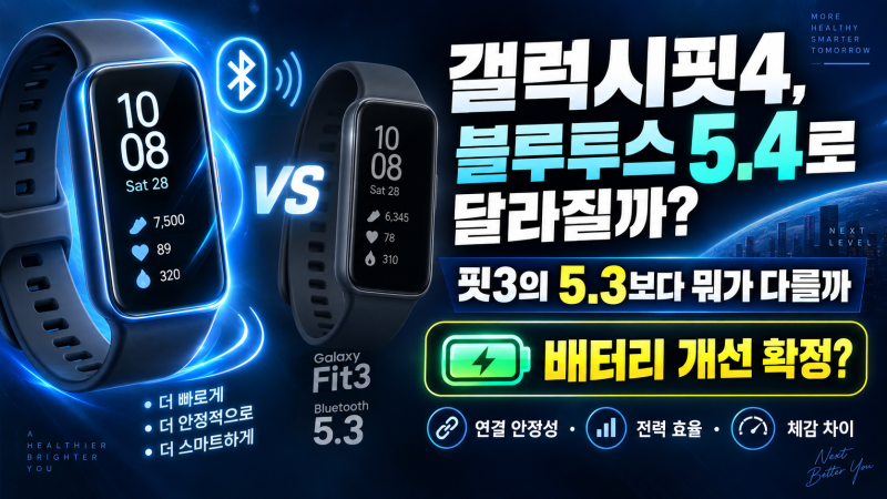 갤럭시핏4 블루투스 5.4, 핏3의 블루투스 5.3보다 무엇이 달라지며 배터리 개선도 확정됐을까?