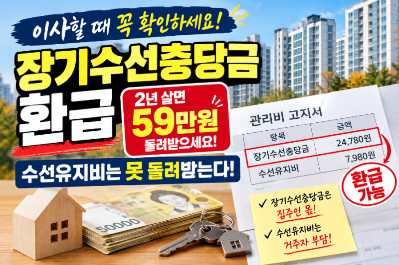 장기수선충당금 환급, 아파트 2년 살았다면 약 59만원 돌려받으세요